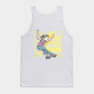 Surf skaters love city waves Tank Top